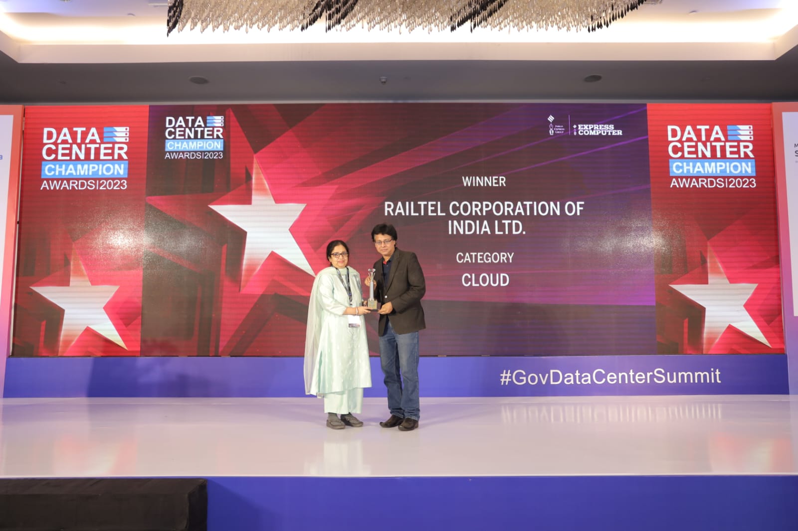  RailTel wins the Express Computer Data Centre Champion Award 2023 for Cloud Services. Through its MeitY empaneled RailCloud solution at its Tier-III Data Centres in Gurgaon and Secunderabad, RailTel is dedicated to delivering top-notch Secure Data Centre Services.
